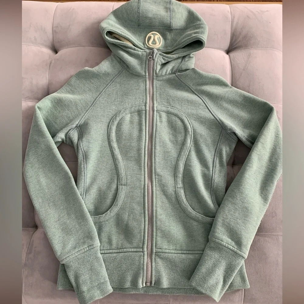 RARE 🦄 Lululemon Scuba Zippered Sweatshirt Cotton Fleece Hoodie Earl Grey Zest - Picture 1 of 13